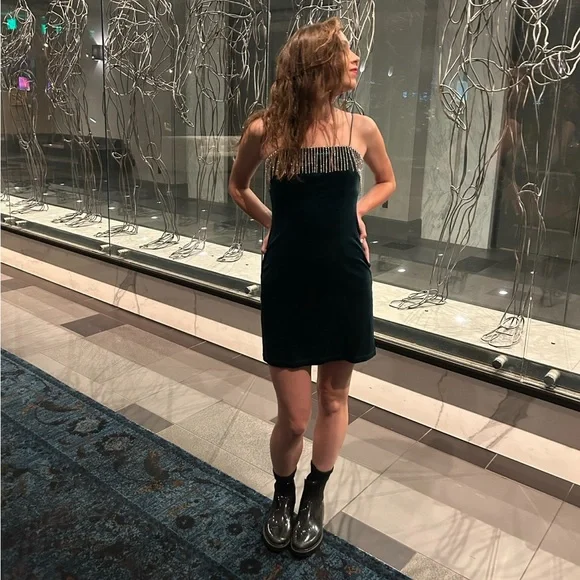 Speechless | Dresses | Rhinestone Fringe Velvet Minidress Nordstrom |  Poshmark